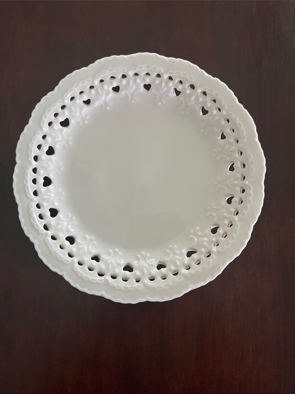 2004 Laura Secord White Lace-Edge Ceramic Saucer-(6 inches)